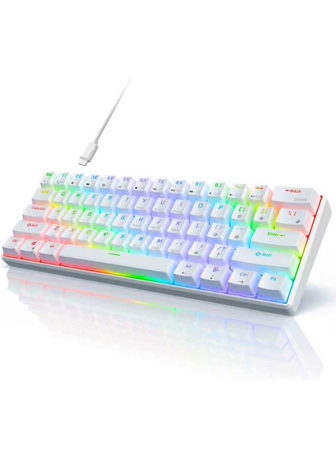 لوحة مفاتيح الألعاب الميكانيكية GK-806، لاسلكية بنسبة 60%، تدعم الاتصال عبر البلوتوث والسلكي، مزودة بمفاتيح OUTEMU الزرقاء القابلة للتبديل السريع، وإضاءة RGB LED، وخاصية منع التداخل، ومنفذ USB-C قابل للفصل، وأغطية مفاتيح مزدوجة الطبقة، و61 مفتاحًا بتصميم فائق الصغر. - Image 1